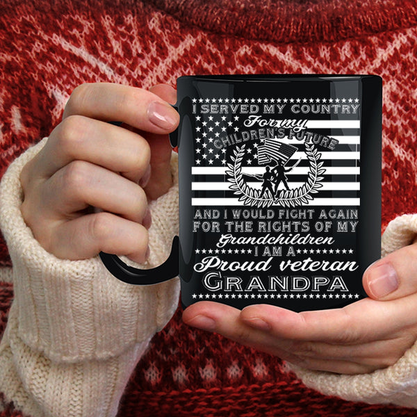 I Am A Proud Veteran Grandpa Coffee Mug, My Grandchildren Coffee Cup