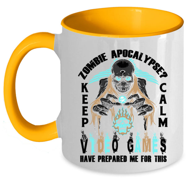 Keep Calm Video Games Coffee Mug, Zombie Apocalypse Accent Mug