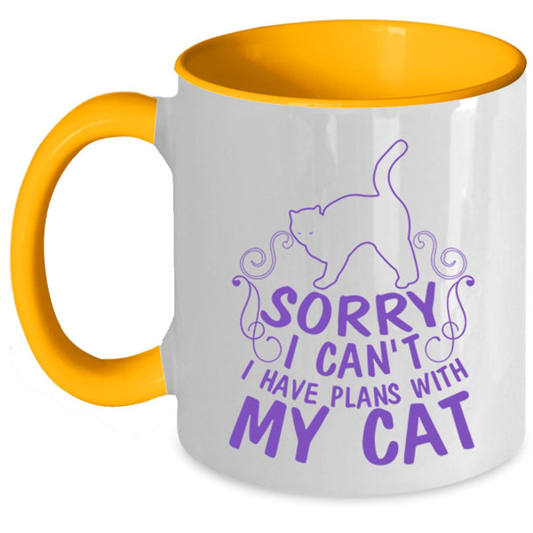 Cute Gift For Cat Lovers Coffee Mug, I Have Plans With My Cat Accent Mug