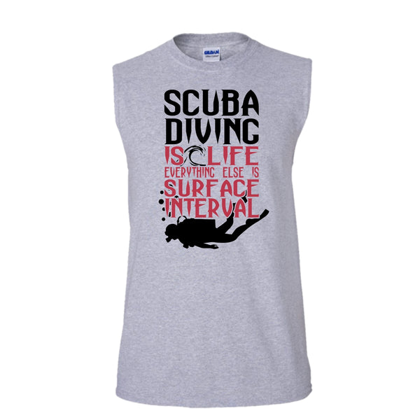 Scuba Diving Is Life T Shirt, Coolest Diver T Shirt, Awesome t-shirts (Men's Cotton Sleeveless)