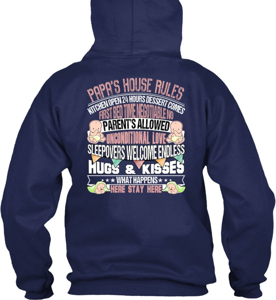 Papa's House Rules T Shirt, Hugs And Kisses T Shirt