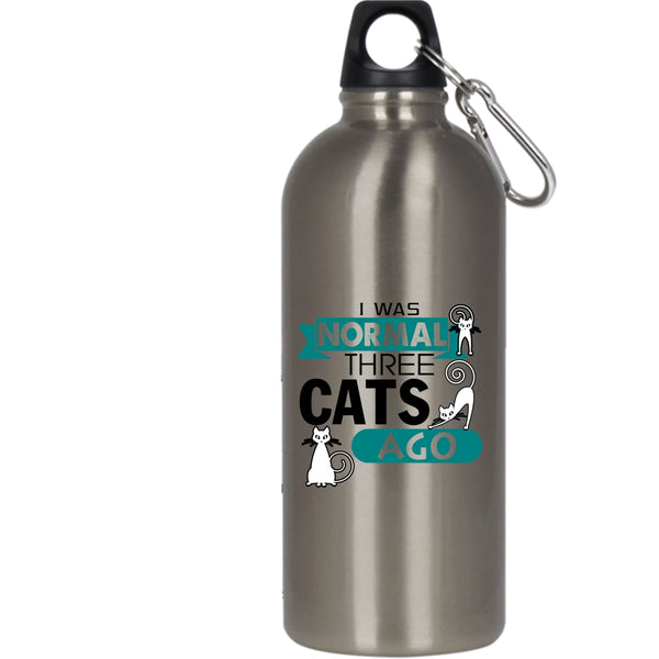 I Was Normal Three Cats Ago 20 oz Stainless Steel Bottle,Cute Cat Owner Outdoor Sports Water Bottle