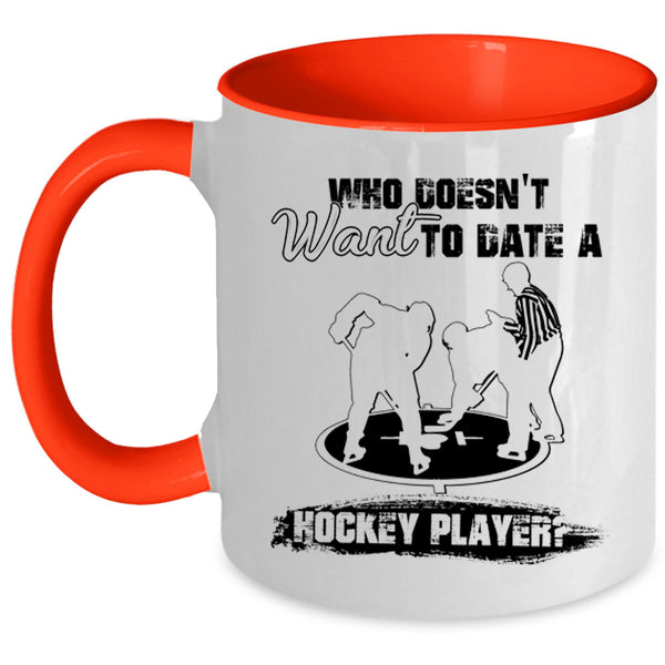 Cool Couple Coffee Mug, Date A Hockey Player Accent Mug