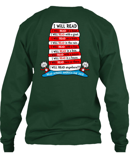 Dr. Seuss T Shirt, I Will Read On Boat T Shirt, The Cat in the Hat T Shirt, I Will Read Anywhere T Shirt