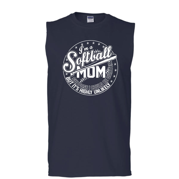 I'm A Softball Mom T Shirt, Coolest Softball Mom Tank Top (Men's Cotton Sleeveless)