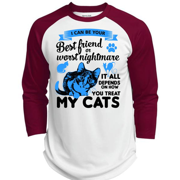 It All Depends On How You Treat My Cats T Shirt, I Love My Cat T Shirt  (Polyester Game Baseball Jersey)