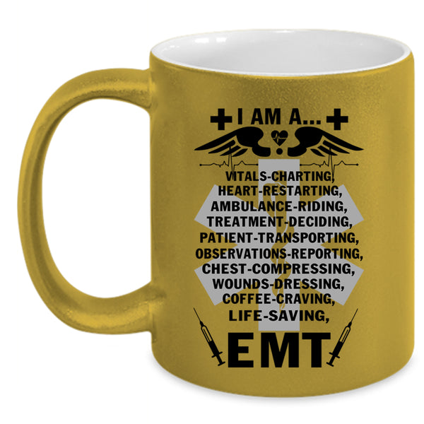 I Am A Heart Restarting Coffee Mug, I Am An EMT Accent Mug