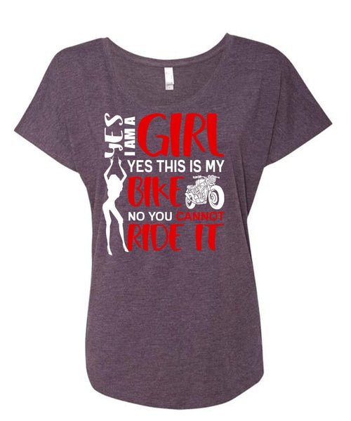 I Am A Girl T Shirt, This Is My Bike T Shirt, Cool Shirt (Ladies' Triblend Dolman Sleeve)