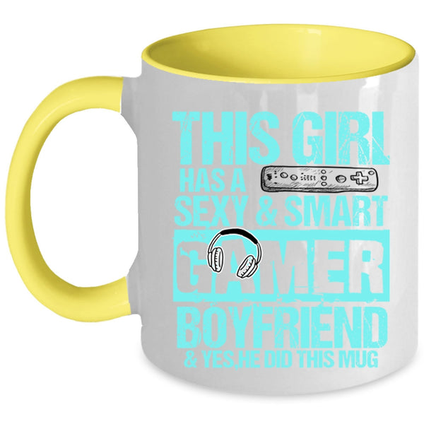 Pretty Girls Coffee Mug, This Girl Has A Smart Gamer Boyfriend Accent Mug