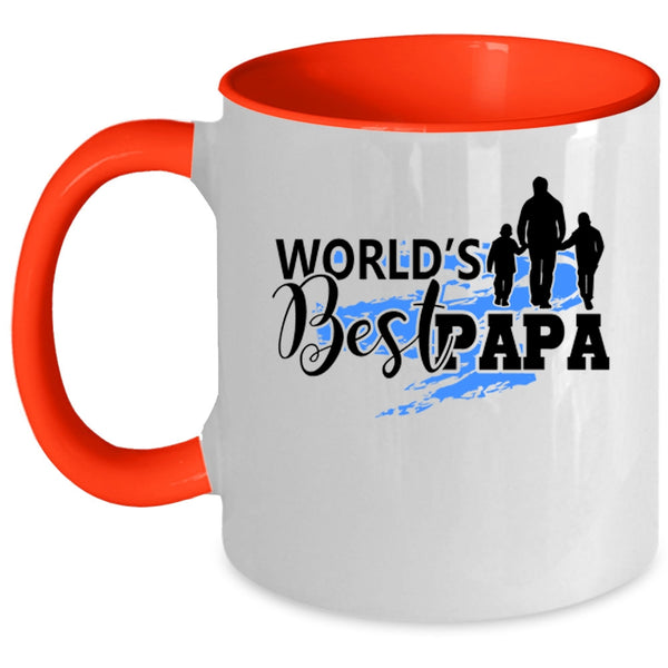 Cool Gift For Dad Coffee Mug, World's Best Papa Accent Mug