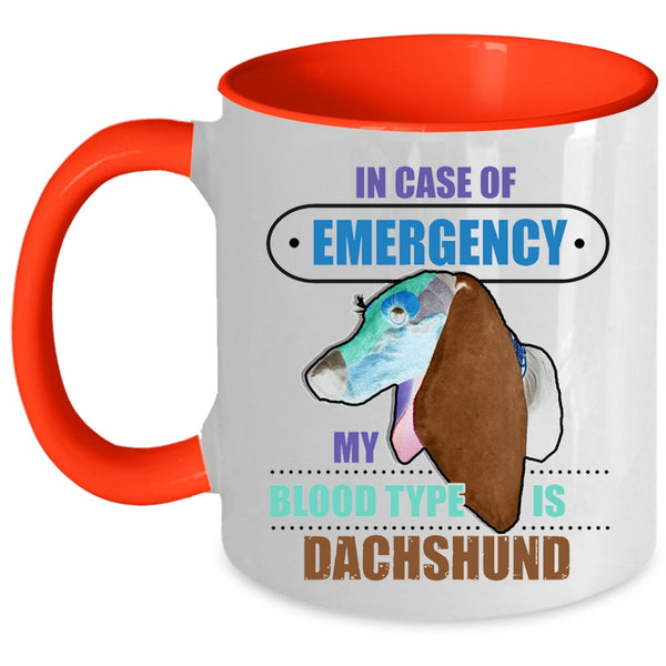 Cute Dachshunds Coffee Mug, My Blood Type Is Dachshund Accent Mug