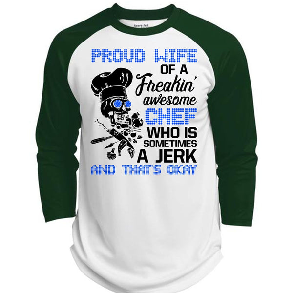Proud Wife Of A Freaking Awesome Chef T Shirt, I Love Cooking T Shirt, Awesome T-Shirts  (Polyester Game Baseball Jersey)
