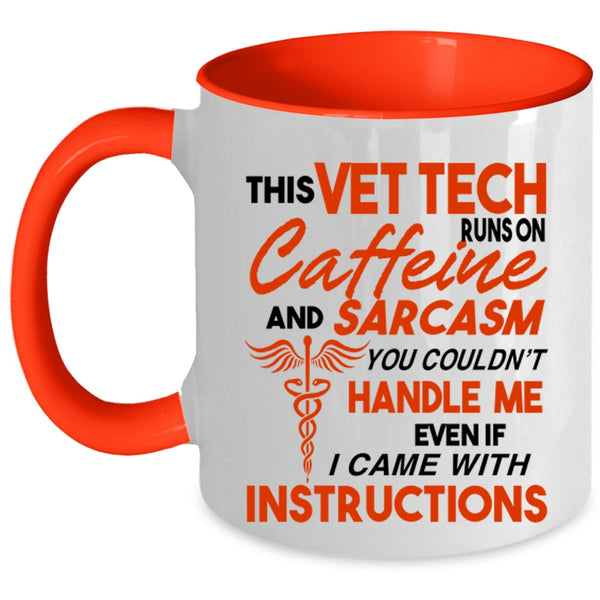 Cool Coffee Mug, This Vet Tech Runs On Caffeine Accent Mug
