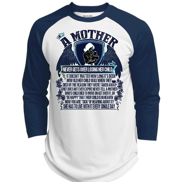 A Mother Never Gets Over Losing Her Child T Shirt, I Love Mom T Shirt, Awesome T-Shirts  (Polyester Game Baseball Jersey)