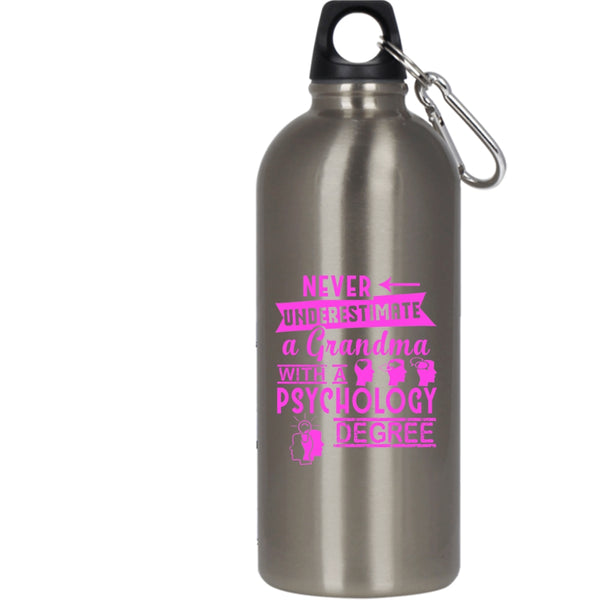 A Grandma With A Psychology Degree 20 oz Stainless Steel Bottle,Funny Grandmas Outdoor Sports Water Bottle