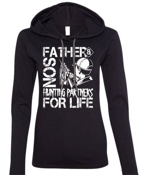 Father And Son Hunting Partners T Shirt, Being A Son T Shirt (Anvil Ladies Ringspun Hooded)