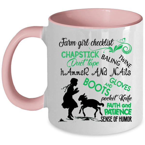 Beautiful Girls Coffee Mug, Farm Girl Checklist Accent Mug