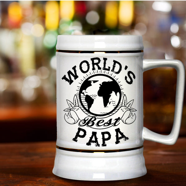 Awesome Gift For Papa Beer Stein 22oz, World's Best Papa Beer Mug