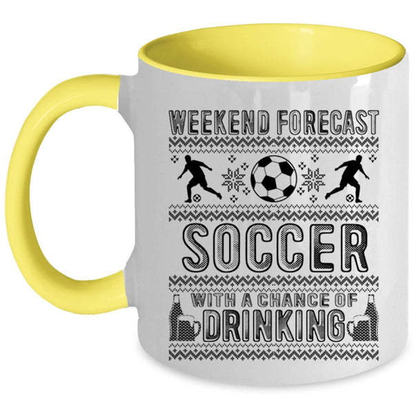 Cute Gift For Soccer Player Coffee Mug, Weekend Forecast Soccer Accent Mug