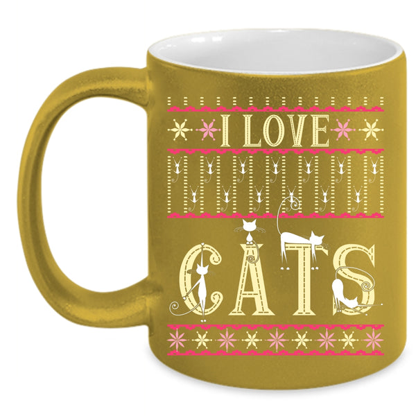 I Love Cats Coffee Mug, Christmas Gift For Cat Lover Coffee Cup
