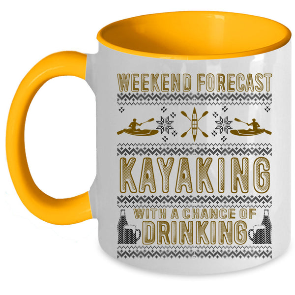 Outdoor Coffee Mug, Weekend Forecast Kayaking Accent Mug