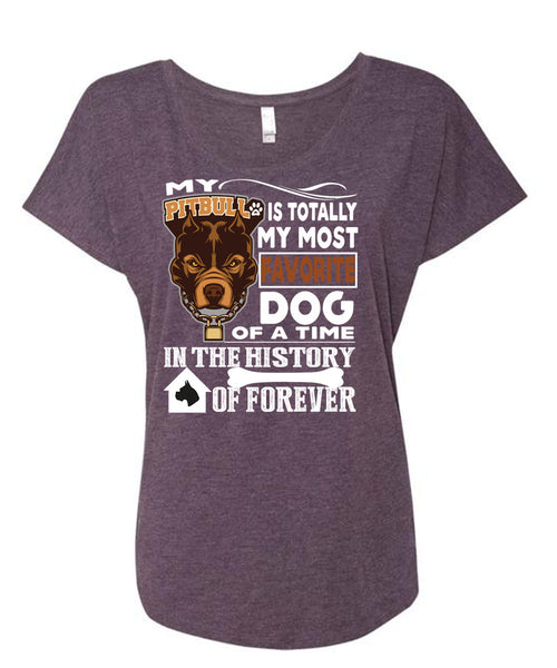 My Pit Bull Is Totally My Most Favorite Dog T Shirt, A Time In The History Of Forever T Shirt, Cool Shirt (Ladies' Triblend Dolman Sleeve)