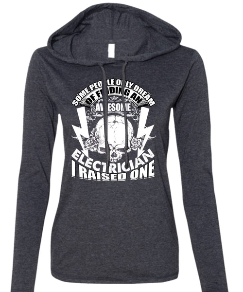 Finding  An Awesome Electrician T Shirt, Being An Electrician T Shirt (Anvil Ladies Ringspun Hooded)