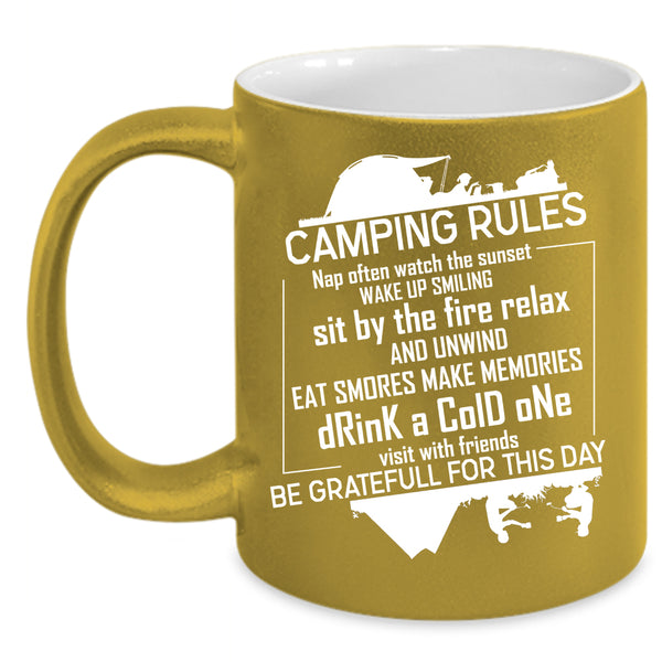 Camping Rules Coffee Mug, Funny Gift For Camper Coffee Cup