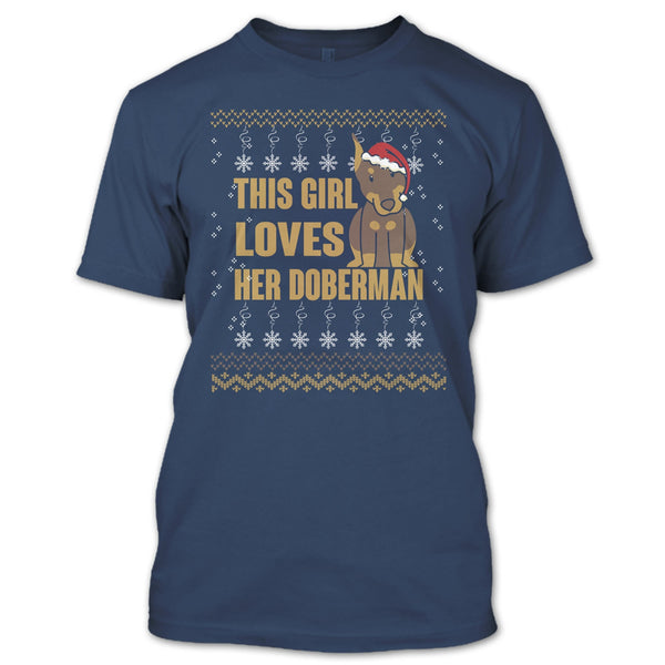This Girls Loves Her Doberman T Shirt, Merry Christmas T Shirt