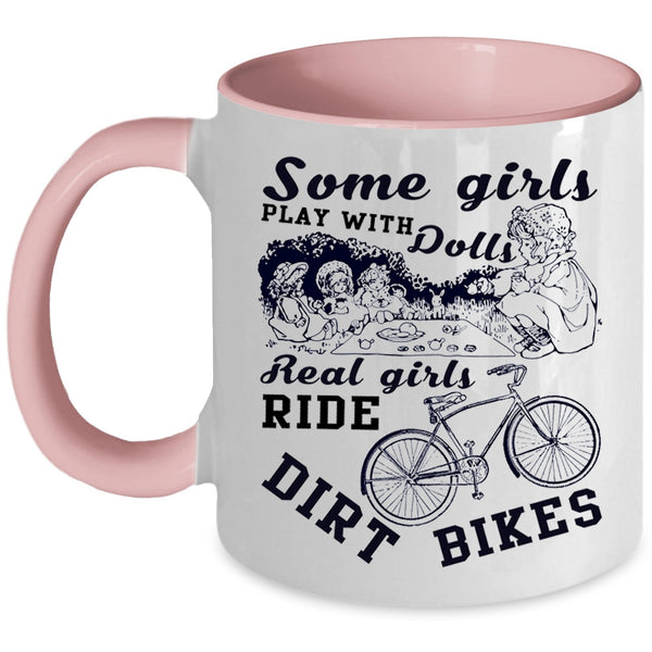 Cool Girls Coffee Mug, Real Girls Ride Dirt Bikes Accent Mug
