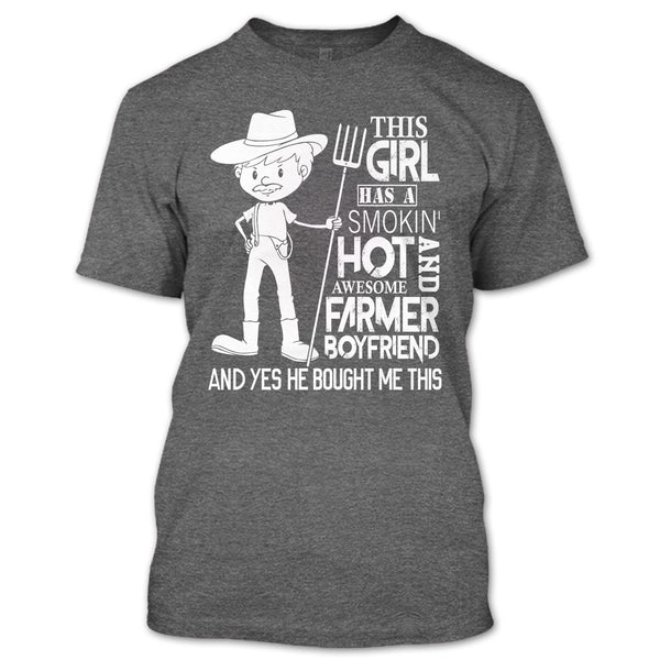 Awesome Farmer Boyfriend T Shirt, Coolest Farmer's Girlfriend T Shirt