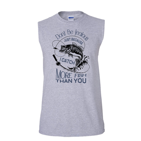 I Catch More Fish Than You Shirt, Cool Fishing Shirt (Men's Cotton Sleeveless)