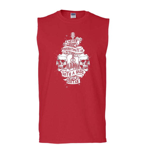Never Underestimate T Shirt, An Old Man With A Bass Guitar Tank Top (Men's Cotton Sleeveless)