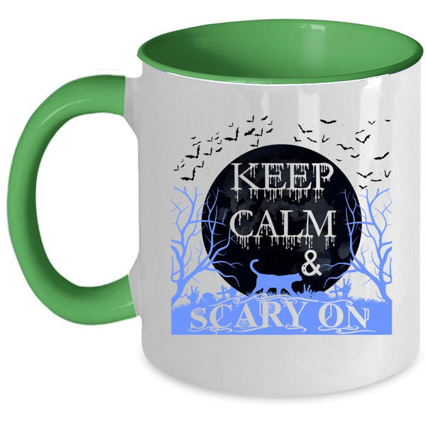 Funny Halloween Coffee Mug, Keep Calm And Scary On Accent Mug