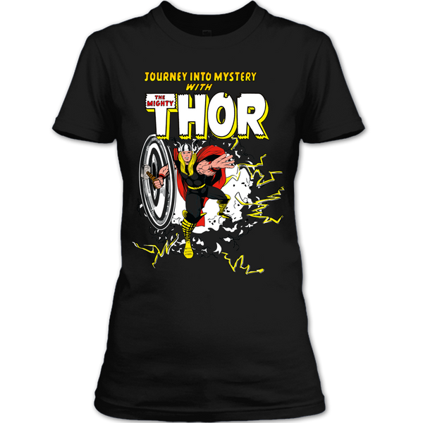 A black t-shirt with the shopify logo