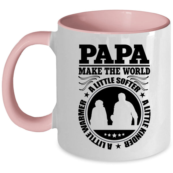 Cute Papa Coffee Mug, Papa Make the World A Little Warmer Accent Mug