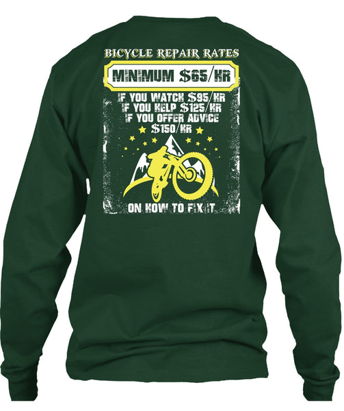 Bicycle Repair Rates T Shirt, Minimum $65/Hr T Shirt