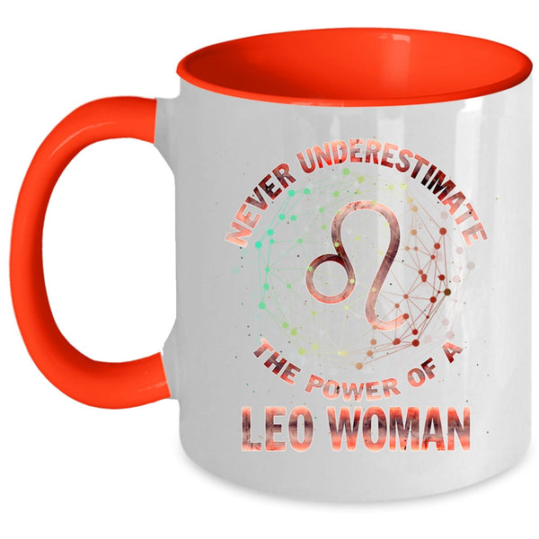 Birthday Coffee Mug, The Power Of A Leo Woman Accent Mug