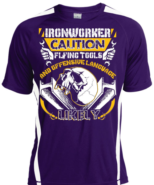Ironworker Caution Flying Tools T Shirt, Being An Ironworker T Shirt, Cool Shirt