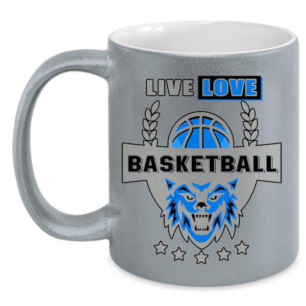 Cool Basketball Player Coffee Mug, Live Love Basketball Accent Mug