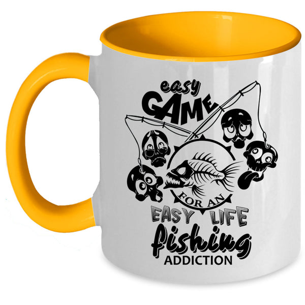 Fishing Addiction Coffee Mug, Easy Game For An Easy Life Accent Mug