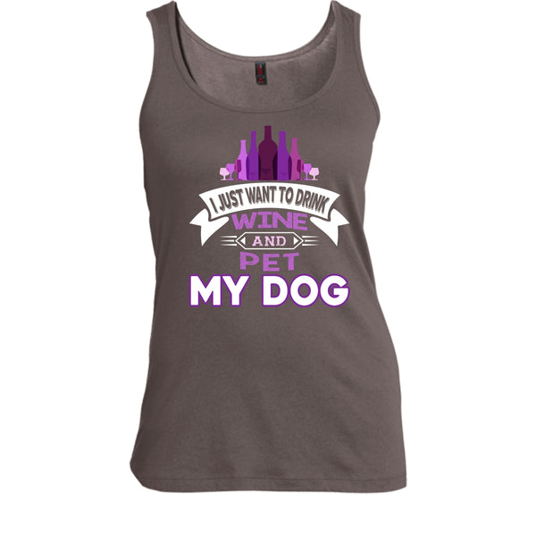 I Just Want To Drink Wine And Pet My Dog Shirt, Cool Dog Shirt