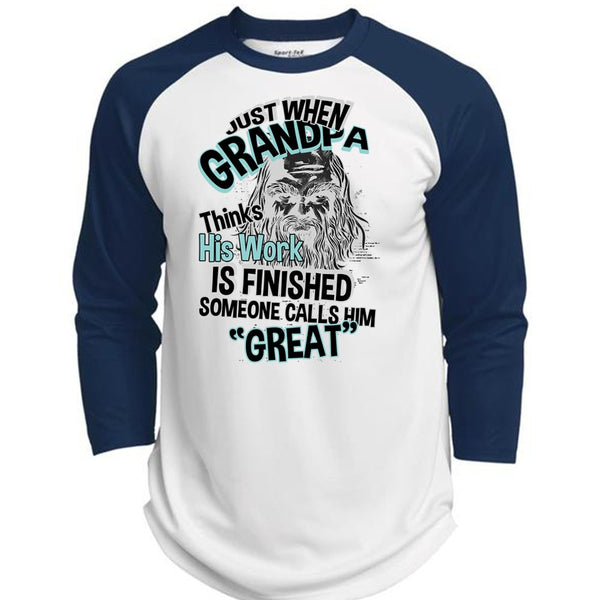 Grandpa Thinks His Work Is Finished T Shirt, I Love Grandpa T Shirt, Awesome T-Shirts  (Polyester Game Baseball Jersey)