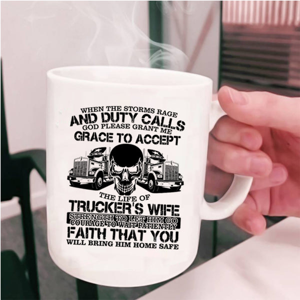 Cool Gift For Trucker's Wife Coffee Mug, Trucker's Wife Cup