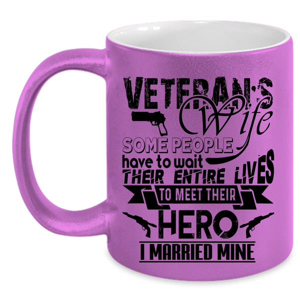 Cool Just Married Coffee Mug, Veteran's Wife Accent Mug
