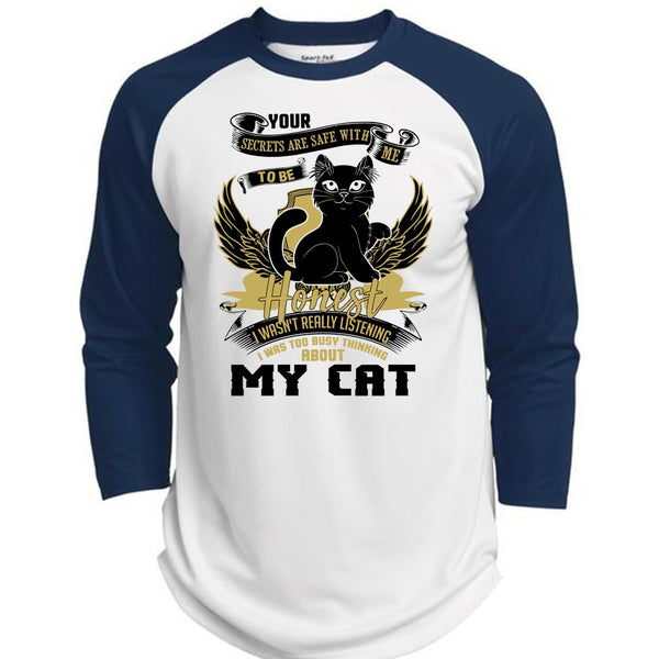 I Was Too Busy Thinking About My Cat T Shirt, I Love My Cat T Shirt, Awesome T-Shirts  (Polyester Game Baseball Jersey)