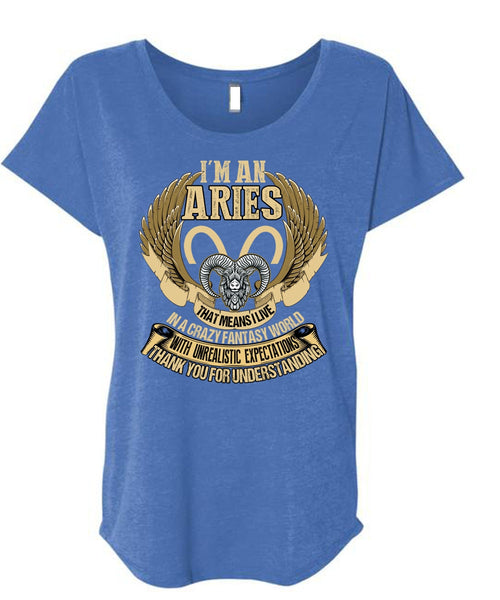 I'm An Aries T Shirt, Thank You For Understanding T Shirt, Cool Shirt (Ladies' Triblend Dolman Sleeve)