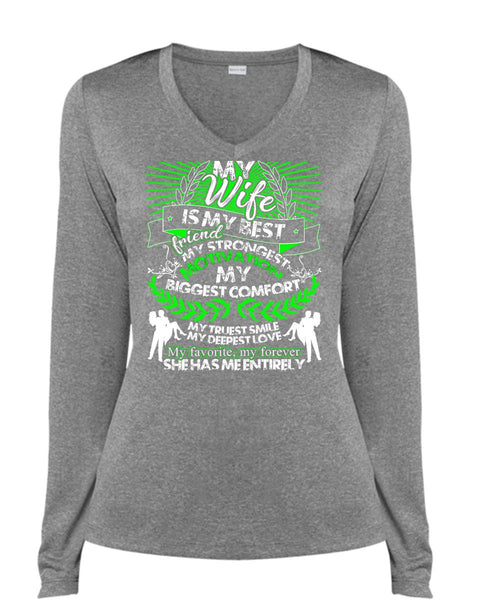 My Wife Is My Best Friend T Shirt, My Favorite My Forever T Shirt, Cool Shirt (Ladies LS Heather V-Neck)