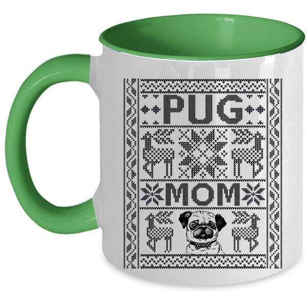 Christmas Gift For Mom Coffee Mug, Pug Mom Accent Mug
