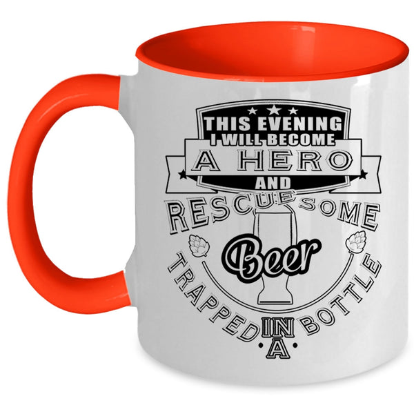 Funny Coffee Mug, Rescued Some Beer Trapped In A Bottle Accent Mug